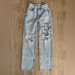 Pacsun Women’s Teen 90’s Boyfriend Distressed Light Wash Denim Jeans Size 23